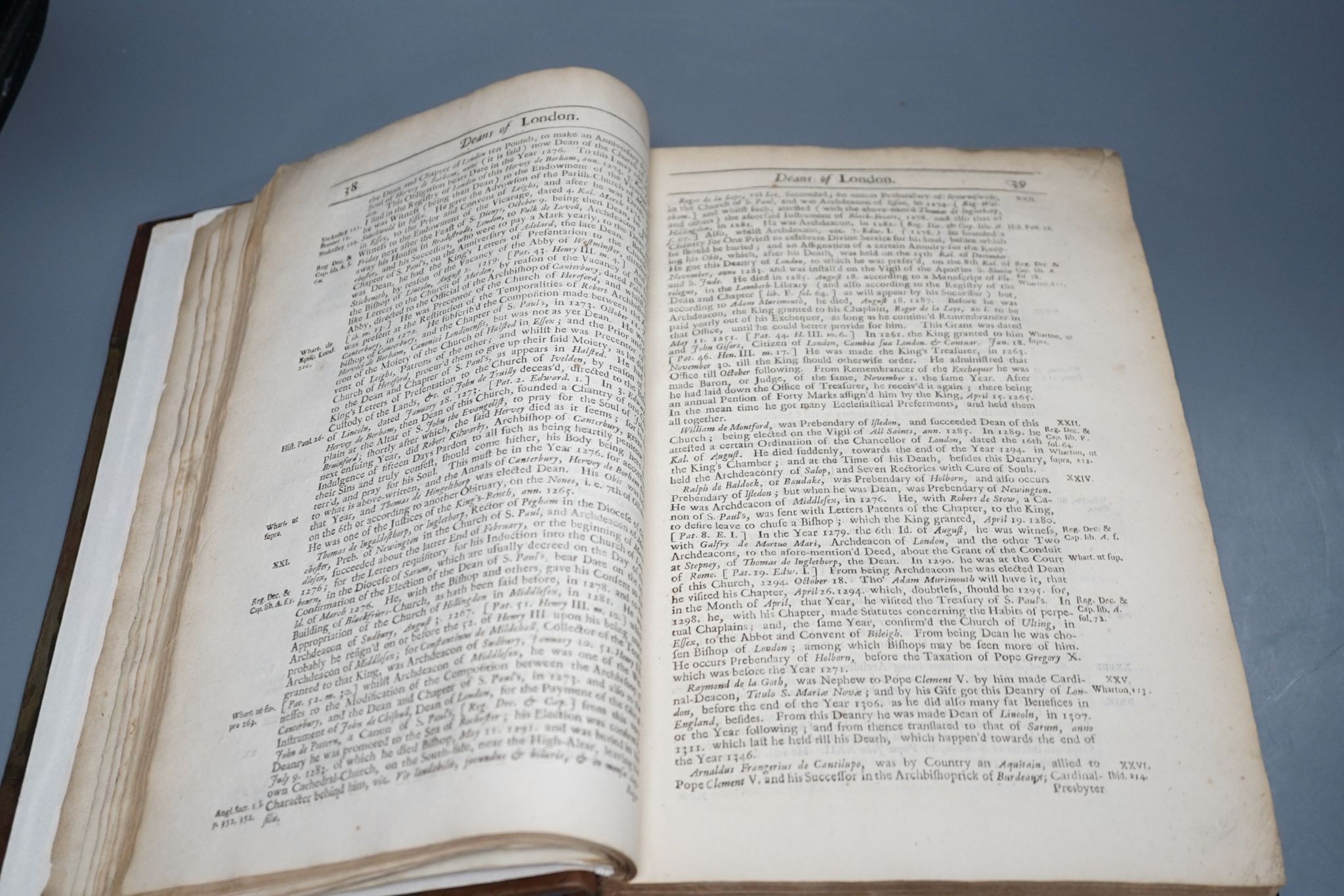 Newcourt, (Richard) - Repertorium Ecclesiasticum Parochiale Londinense; an ccclesiastical parochial history of the Diocese of London ... vol. 1 (only, of 2). portrait frontis., folded map and four engraved plates (3 d-pa